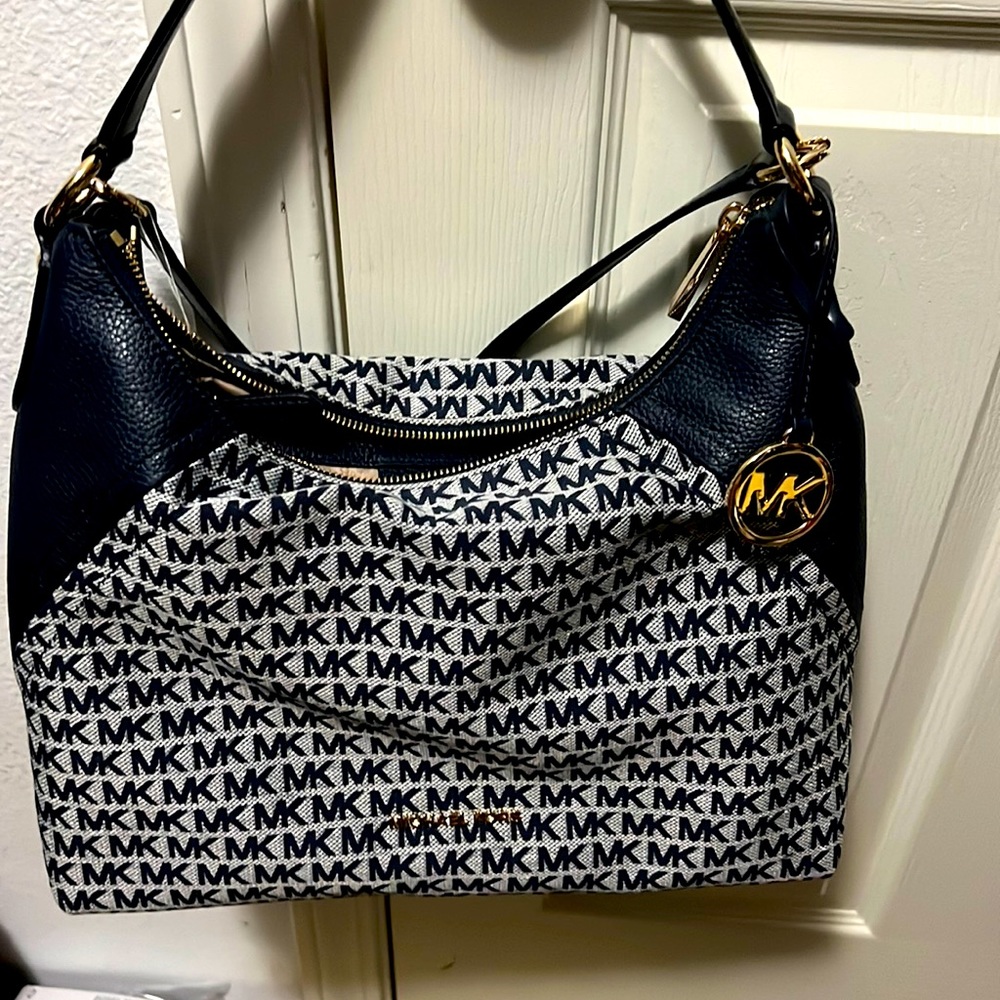 Michael Kors aria ivory multi large shoulder bag